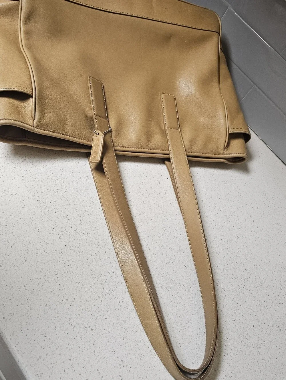 COACH Vintage Leather Large Diaper Tote Bag with changing pad